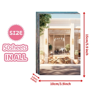 Set of 50 cartoon street landscape wall decor cards and postcards for home decoration