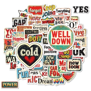 Retro American graffiti waterproof decorative stickers set with vintage motivational words