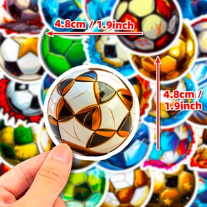 50 pieces of cartoon soccer stickers featuring assorted sport designs and 1.9-inch diameter