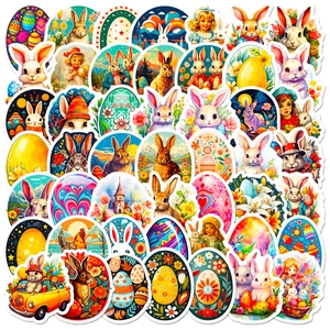 Autocollants de Lapin et d'Œuf de Pâques en PVC Imperméable Décalcomanies de Dessin Animé Mignon pour Enfants DIY Ordinateur Portable Scrapbook Journal Décor Cadeaux de Fête