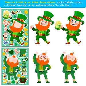 Detail of St. Patrick's Day leprechaun DIY sticker sets for kids face-changing fun