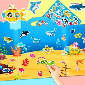 Ocean world ocean life reusable jelly sticker book for children educational scene play