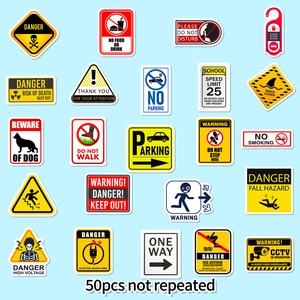 Lot de 50 autocollants de signalisation de danger non répétitifs à haute visibilité