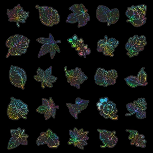50 pièces d'autocollants feuilles holographiques argent pour scrapbooking et déco