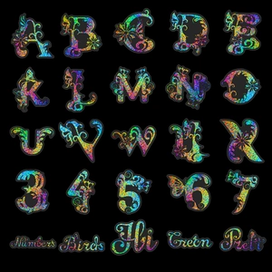 Vibrant holographic laser alphabet and number stickers set for kids educational learning