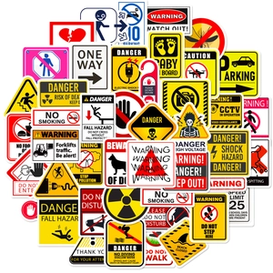 Lot de 50 autocollants de sécurité avec divers signes de danger internationaux