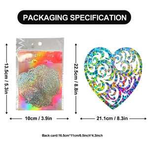 Holographic heart stickers with ornate lace patterns, pack of 50 for DIY decoration