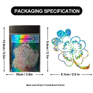 Lot de 50 autocollants holographiques trèfle avec emballage de feuilles argentées