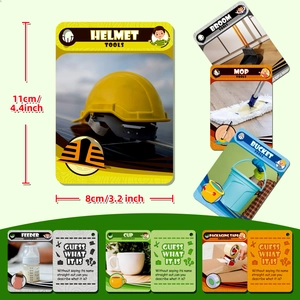 50 educational flashcards for kids featuring everyday items and interactive guessing games