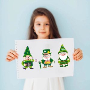Dettaglio degli adesivi leprechaun di San Patrizio per il divertimento fai-da-te festivo