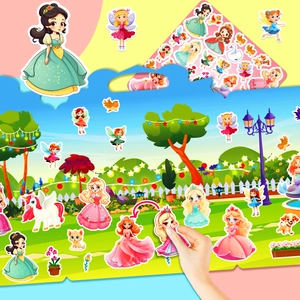 Reusable cartoon jelly sticker book set with princess and unicorn themes for children