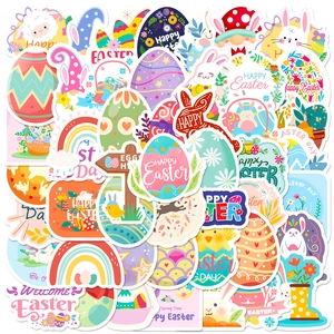 Autocollants de Pâques Lapin et Œufs Imperméable Dessin Animé Décalcomanies pour Enfants DIY Fête Scrapbooking Laptop
