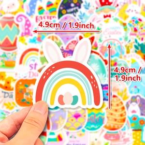 Lot de 50 stickers de Pâques avec lapins et œufs colorés pour fêtes d'enfants