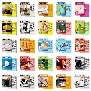 Educational flashcards set with 25 daily objects for kids language learning and cognition
