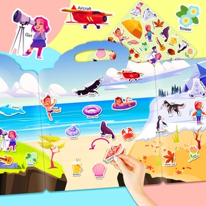 Reusable educational jelly sticker book with seasonal themes for children's learning