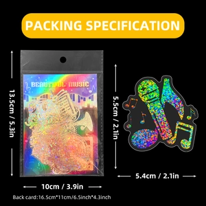 50 autocollants de notes de musique laser avec effet holographique pour enfants