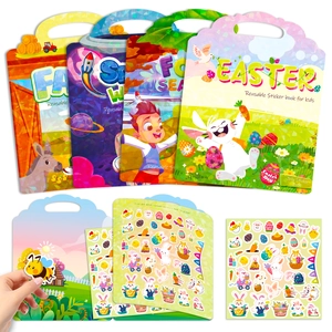 Reusable Jelly Sticker Book For Kids Easter Farm Space Themes DIY Educational Quiet Book Early Learning Activity Portable Sticker Toy