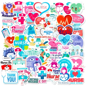 International Nurse Day Heart Stickers Medical Stethoscope Icons Waterproof PVC Decorative Labels For Laptop Journal Gift