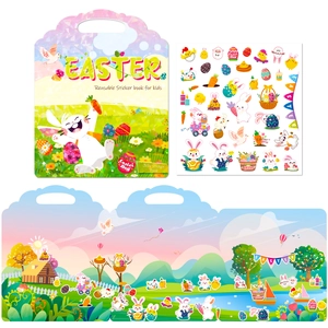 Reusable Easter jelly sticker book for kids with portable handle and colorful scenes
