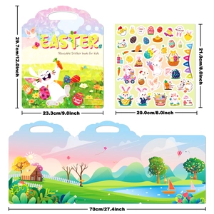 Reusable Easter sticker book for kids with folding background scene and colorful decals