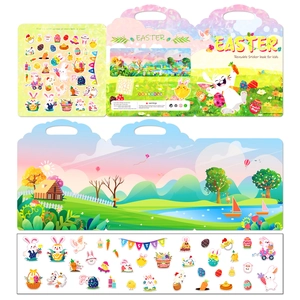 Detail of Easter jelly sticker book with reusable scenes and washable TPE stickers