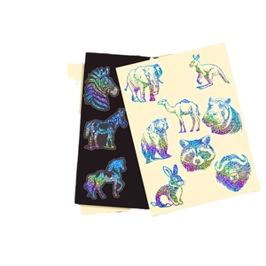 Lot de stickers animaux holographiques avec effet laser brillant zèbre et éléphant