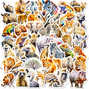 Waterproof Cartoon African Animal Stickers For Kids Reward PVC Decals For Scrapbooking Skateboard Water Bottle Laptop