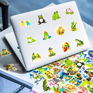 50 simpatici adesivi a forma di rana per bambini per decorare laptop e valigie