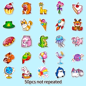 50pcs cute cartoon sticker set for kids water bottle decoration with varied patterns