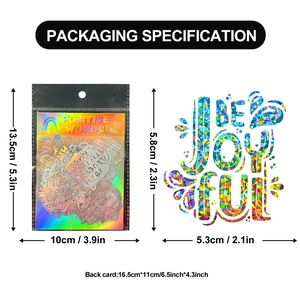 50 autocollants holographiques avec phrases inspirantes et designs BE JOYFUL colorés