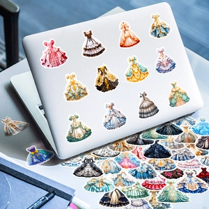 Lolita and Rococo dress stickers set for laptop decoration featuring artistic lace details