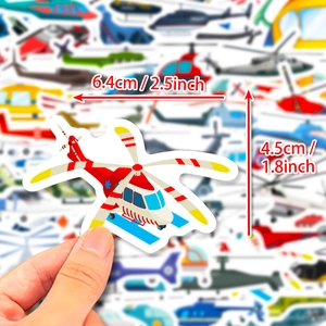 Cool helicopter cartoon sticker with waterproof finish measuring 2.5 by 1.8 inches