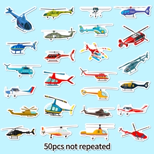 50pcs non-repeating colorful cartoon helicopter stickers for laptops and skateboards