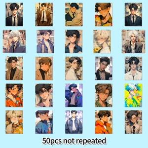 50 unique anime boy aesthetic stickers for decorating laptops and suitcases