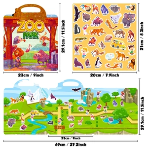 Reusable Zoo Park jelly sticker book for kids with colorful animal stickers and scene
