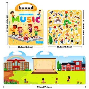 Jelly sticker book for kids with concert theme and 70cm foldable musical scene play mat