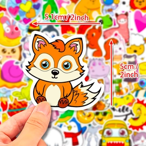Cute orange fox cartoon sticker, 2 inch waterproof decal for laptop and water bottles
