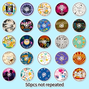 Set of 50 vintage music CD style waterproof decorative stickers for laptops and water bottles
