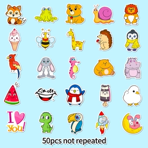 50pcs cute animals cartoon stickers for kids water bottle and luggage decoration