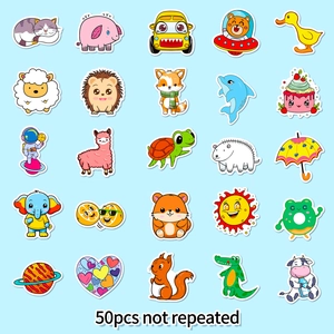50pcs cute cartoon animal stickers for laptops and water bottles in a variety pack