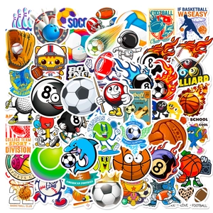Adesivi in PVC Impermeabili a Tema Palle Sportive Miste Cartone Animato Calcio Basket Rugby Decorazione per Laptop Bagagli