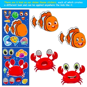 Set di 6 adesivi fai-da-te con animali marini, tartarughe e delfini per bambini
