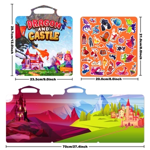 Reusable Dragon and Castle jelly sticker book for toddler early education activities