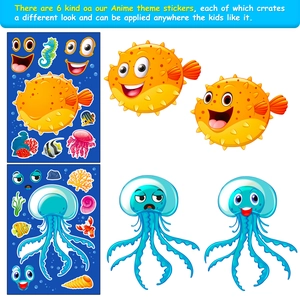 Dettaglio di 6 confezioni di adesivi animali marini per puzzle e lavoretti fai-da-te