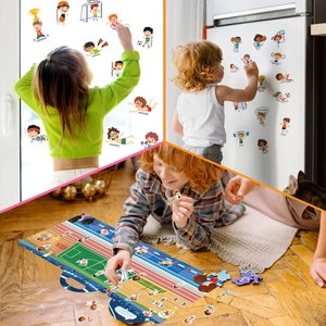 Autocollants sportifs pour enfants avec athlètes de dessin animé sur tableaux à scènes