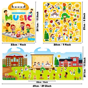 Musical concert jelly sticker book for kids with 69cm foldable stage background