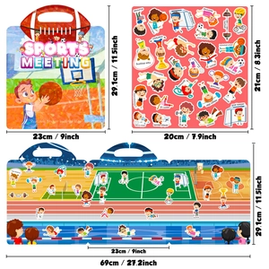 Livre d'autocollants sport pour enfants avec tapis de jeu panoramique de 69 cm