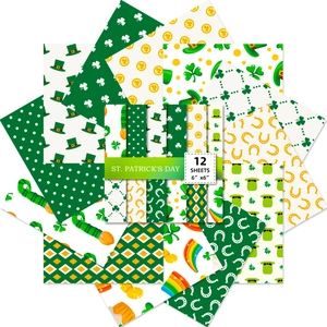 6x6 inch St. Patrick's Day themed scrapbook paper set with shamrocks and gold coin patterns