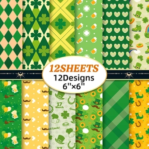 St Patrick's Day Scrapbook Paper Set Shamrock Beer Pattern DIY Crafting Decorative Background Paper For Gift Wrapping Scrapbooking