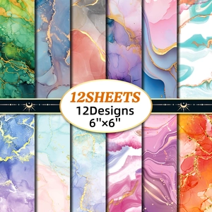 Marble Gold Foil Scrapbook Paper Alcohol Ink Fluid Art Decorative Paper For DIY Crafts Gift Wrapping Material Paper